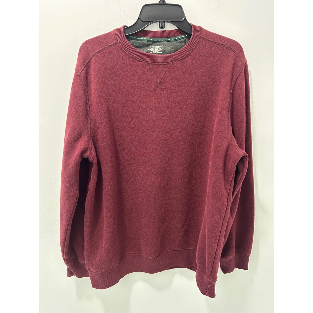 GH Bass & Co Mens Burgundy Crewneck Sweatshirt Large Heathered Cotton Blend L
